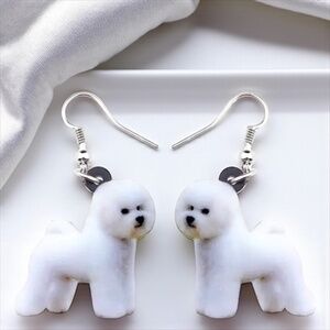 Bichon Bliss: Adorable Handmade Dangle Earrings for Dog Moms & Furbaby Lovers!